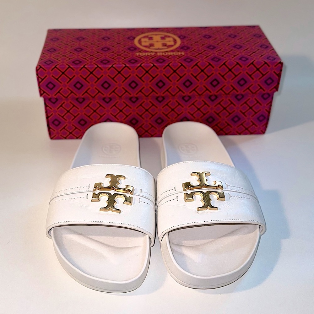 Tory Burch Everly Anatomic Cloud Calf Leather Sandal Slides 7 1/2
